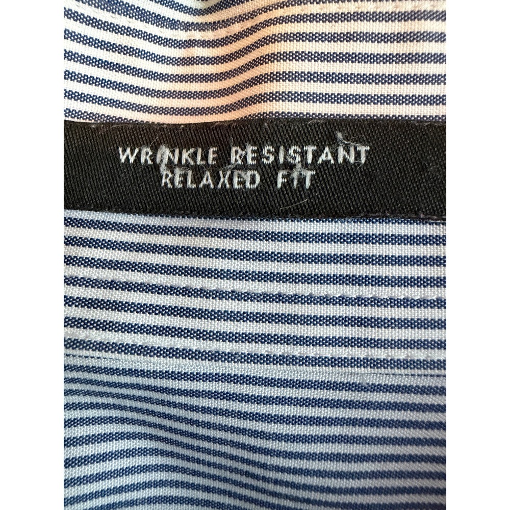 Eddie Bauer Mens Blue White Striped Shirt Wrinkle Resistant Relaxed Fit XL - Picture 3 of 4